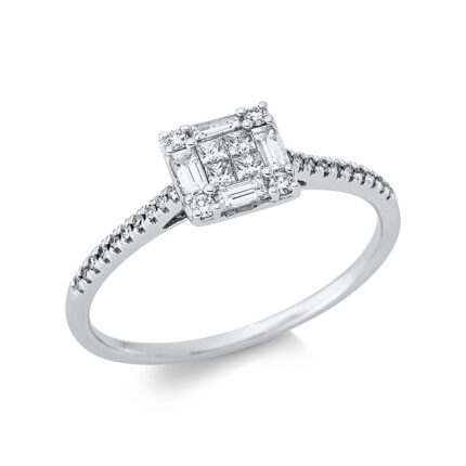Baguette Weißgold 18kt 0,34 Diamantringe mit 32 Diamanten - 1DC45