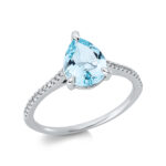 Farbstein 3er-Krappe Weißgold 18kt 0,09 Diamantringe Farbstein 1,38 ct - 1DI42