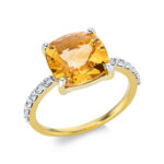 Farbstein 4er-Krappe Gelbgold 18kt 0,25 Diamantringe Farbstein 3,61 ct - 1DJ14