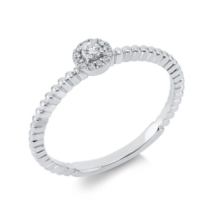 Solitaeire Weißgold 18kt 0,10 Diamantringe mit 13 Diamanten - 1FB02