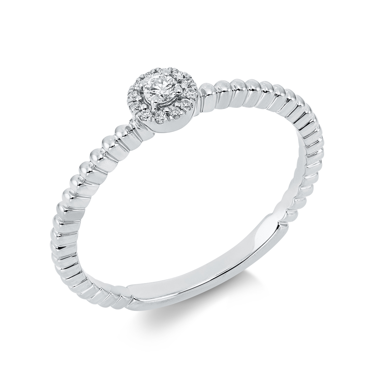 1FB02W Solitaeire Weißgold 18kt 0,09 Diamantringe mit 13 Diamanten - 1FB02 – Bild 1