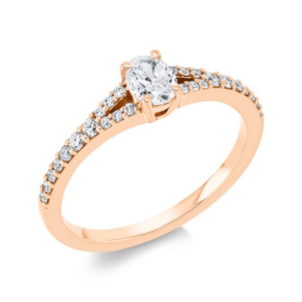 Solitaeire 4er-Krappe Rosegold 18kt 0,51 Diamantringe mit 27 Diamanten - 1FS10