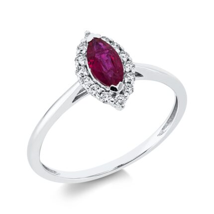 Farbstein Weißgold 18kt 0,14 Diamantringe Farbstein 0,39 ct - 1GE84