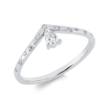 Solitaeire Weißgold 18kt 0,22 Diamantringe mit 12 Diamanten - 1GH38