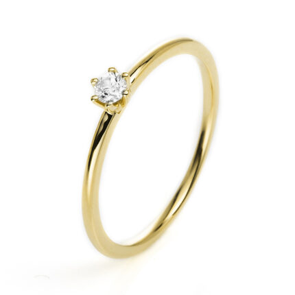 Solitaeire 6er-Krappe Gelbgold 18kt 0,10 Diamantringe mit 1 Diamanten - 1A280