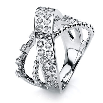 Mehrfachsteinbesatz Weißgold 18kt 1,38 Diamantringe mit 51 Diamanten - 1B583