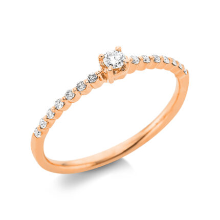 Solitaeire 4er-Krappe Rosegold 18kt 0,16 Diamantringe mit 15 Diamanten - 1BF31