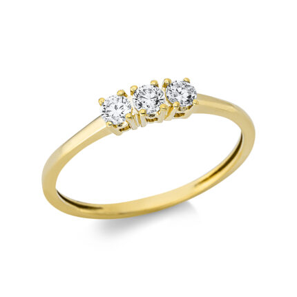 Solitaeire 4er-Krappe Gelbgold 18kt 0,25 Diamantringe mit 3 Diamanten - 1DC75