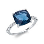 Farbstein 4er-Krappe Weißgold 18kt 0,26 Diamantringe Farbstein 4,18 ct - 1DJ13