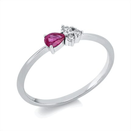 Farbstein Weißgold 18kt 0,08 Diamantringe Farbstein 0,16 ct - 1EY89