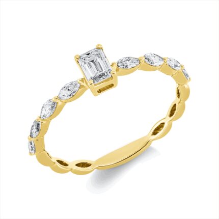 Solitaeire Gelbgold 18kt 0,54 Diamantringe mit 9 Diamanten - 1GG47