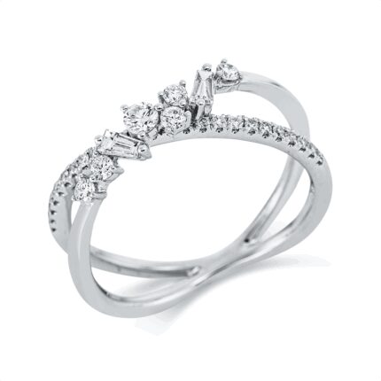 Baguette Weißgold 18kt 0,41 Diamantringe mit 33 Diamanten - 1GM76