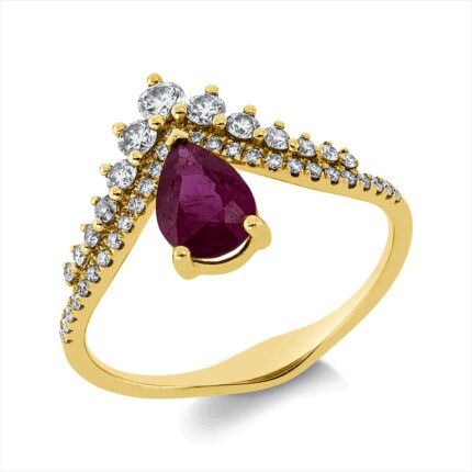 Farbstein Gelbgold 18kt 0,37 Diamantringe Farbstein 0,74 ct - 1GS02