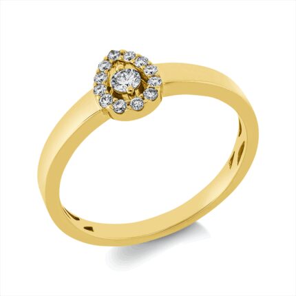 Solitaeire Gelbgold 18kt 0,16 Diamantringe mit 13 Diamanten - 1GV40