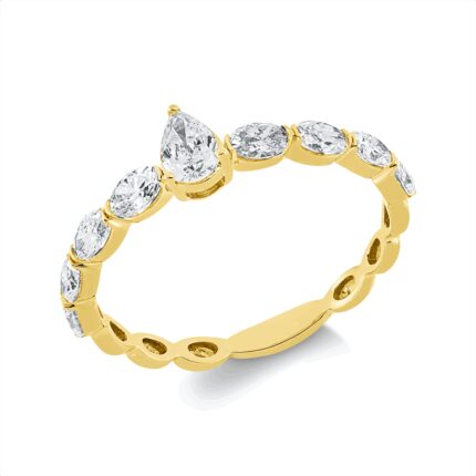 Solitaeire Gelbgold 18kt 0,83 Diamantringe mit 9 Diamanten - 1GV75