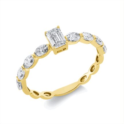 Solitaeire Gelbgold 18kt 0,92 Diamantringe mit 9 Diamanten - 1GV80