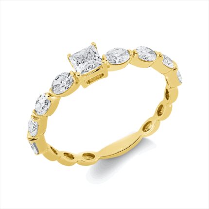 Solitaeire Gelbgold 18kt 0,80 Diamantringe mit 9 Diamanten - 1GV82