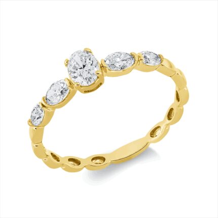 Solitaeire Gelbgold 18kt 0,57 Diamantringe mit 5 Diamanten - 1GV85