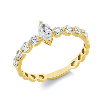 Solitaeire Gelbgold 18kt 0,60 Diamantringe mit 9 Diamanten - 1GV87