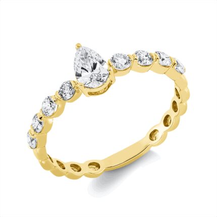 Solitaeire Gelbgold 18kt 0,72 Diamantringe mit 9 Diamanten - 1GV92