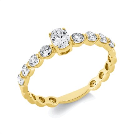 Solitaeire Gelbgold 18kt 0,61 Diamantringe mit 9 Diamanten - 1GV93