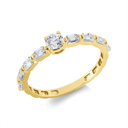 Solitaeire Gelbgold 18kt 0,82 Diamantringe mit 9 Diamanten - 1GW27