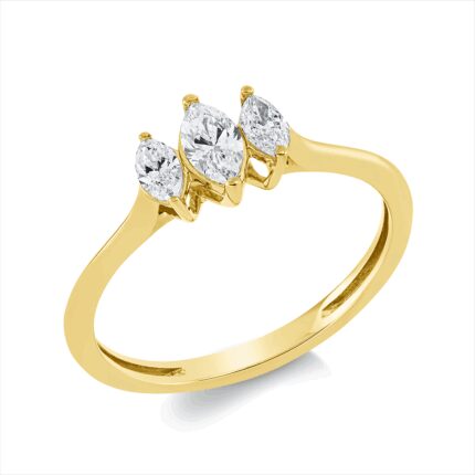 Solitaeire Gelbgold 18kt 0,37 Diamantringe mit 3 Diamanten - 1GW55
