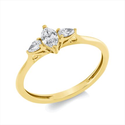 Solitaeire Gelbgold 18kt 0,32 Diamantringe mit 3 Diamanten - 1GW64