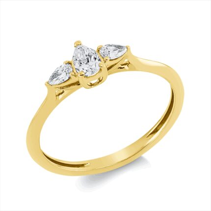 Solitaeire Gelbgold 18kt 0,32 Diamantringe mit 3 Diamanten - 1GW66