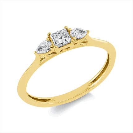 Solitaeire Gelbgold 18kt 0,33 Diamantringe mit 3 Diamanten - 1GW87