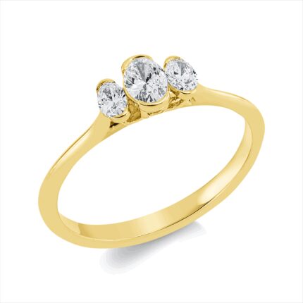 Solitaeire Gelbgold 18kt 0,37 Diamantringe mit 3 Diamanten - 1GW99
