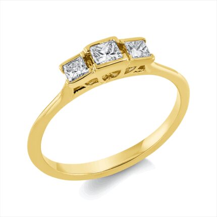 Solitaeire Gelbgold 18kt 0,37 Diamantringe mit 3 Diamanten - 1GX02