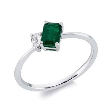 Farbstein 4er-Krappe Weißgold 18kt 0,08 Diamantringe Farbstein 0,57 ct - 1GX38