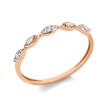 Baguette Rosegold 18kt 0,09 Diamantringe mit 11 Diamanten - 1GY20