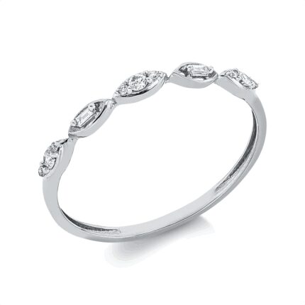 Baguette Weißgold 18kt 0,09 Diamantringe mit 11 Diamanten - 1GY20