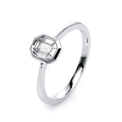 Baguette Weißgold 18kt 0,24 Diamantringe mit 9 Diamanten - 1K311 [Digital]