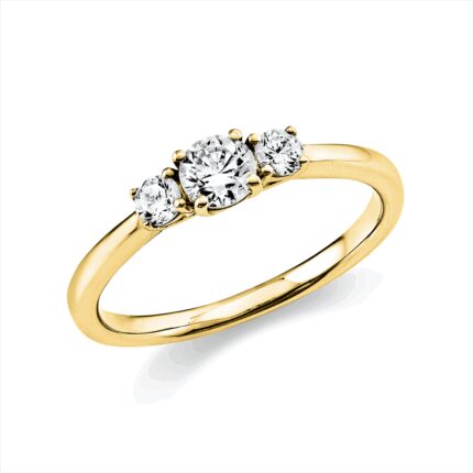 Solitaeire 4er-Krappe Gelbgold 18kt 0,48 Diamantringe mit 3 Diamanten - 1K432