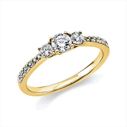 Solitaeire Gelbgold 18kt 0,51 Diamantringe mit 15 Diamanten - 1K435