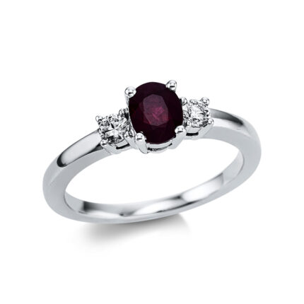 Farbstein 4er-Krappe Weißgold 18kt 0,18 Diamantringe Farbstein 0,87 ct - 1W287