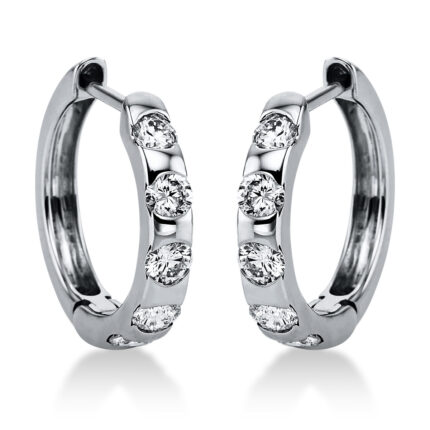 Creolen Weißgold 18kt 0,71 Diamantschmuck mit 10 Diamanten - 2J984