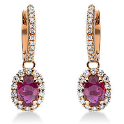 Ohrschmuck Rosegold 18kt 0,34 Diamantschmuck Farbstein 1,03 ct - 2K525