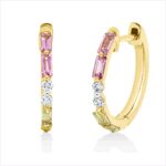 Creolen Gelbgold 18kt 0,08 Diamantschmuck Farbstein 0,46 ct - 2T154