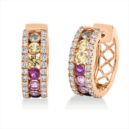 Creolen Rosegold 18kt 0,44 Diamantschmuck Farbstein 1,03 ct - 2T838