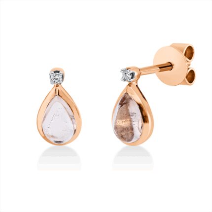 Ohrstecker Zarge Rosegold 18kt 0,02 Diamantschmuck Farbstein 0,9 ct - 2U184