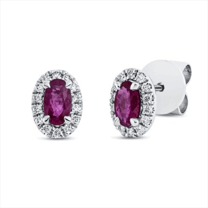 Ohrstecker Weißgold 18kt 0,13 Diamantschmuck Farbstein 0,55 ct - 2U231