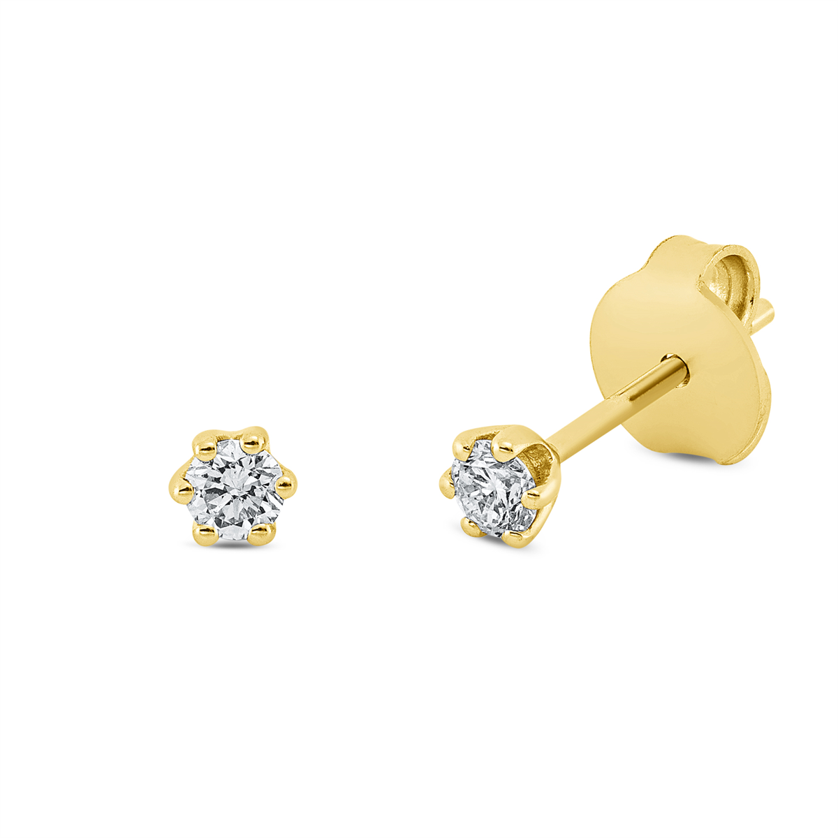 2U255G Ohrstecker 6er-Krappe Gelbgold 18kt 0,17 Diamantschmuck mit 2 Diamanten - 2U255 – Bild 1