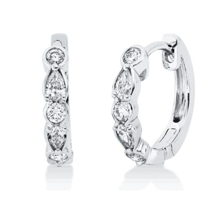 Creolen Weißgold 18kt 0,39 Diamantschmuck mit 12 Diamanten - 2U543