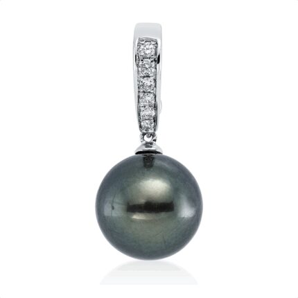 Anhänger Weißgold 18kt 0,12 Diamantschmuck mit 6 Diamanten Tahiti 10,5 mm - 3F999