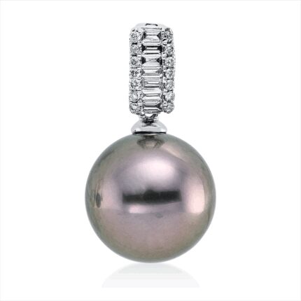 Anhänger Weißgold 18kt 0,13 Diamantschmuck mit 21 Diamanten Tahiti 10,5 mm - 3G046