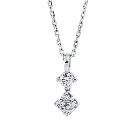 Collier Weißgold 18kt 0,10 Diamantschmuck mit 5 Diamanten - 4J644